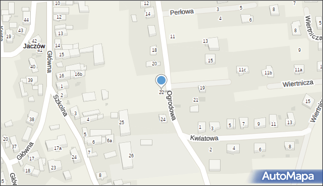 Jaczów, Ogrodowa, 22, mapa Jaczów