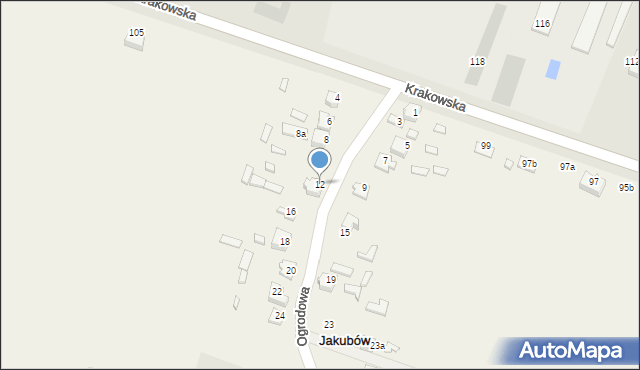 Jakubów, Ogrodowa, 12, mapa Jakubów