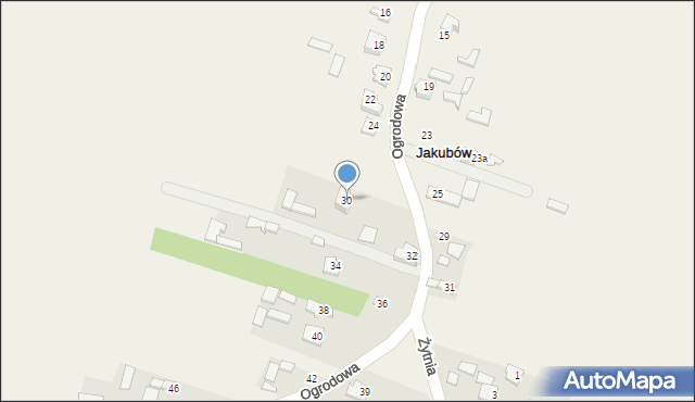 Jakubów, Ogrodowa, 30, mapa Jakubów