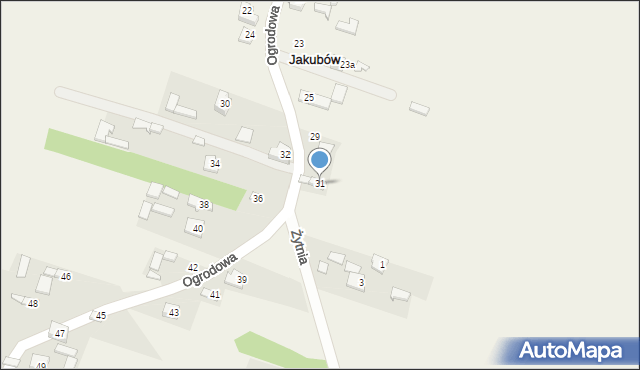 Jakubów, Ogrodowa, 31, mapa Jakubów