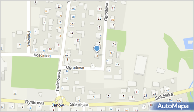 Janów, Ogrodowa, 3, mapa Janów