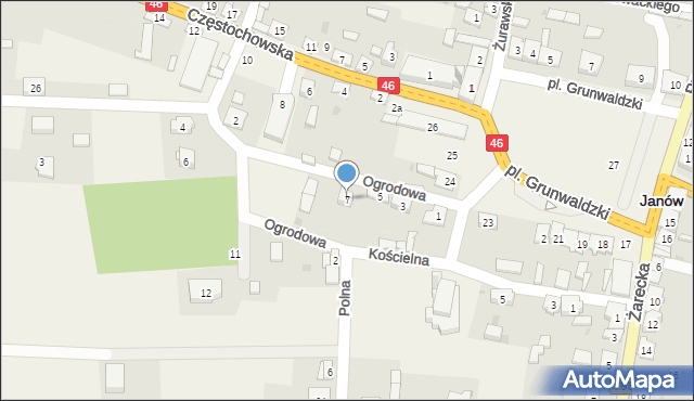 Janów, Ogrodowa, 7, mapa Janów