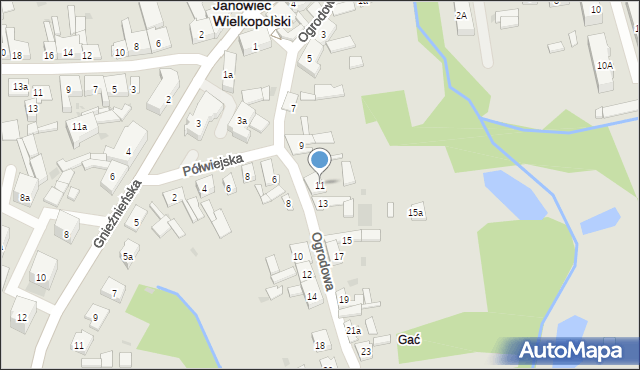 Janowiec Wielkopolski, Ogrodowa, 11, mapa Janowiec Wielkopolski