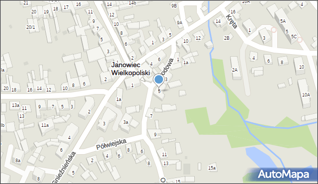 Janowiec Wielkopolski, Ogrodowa, 5, mapa Janowiec Wielkopolski