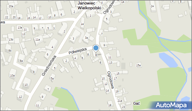 Janowiec Wielkopolski, Ogrodowa, 6, mapa Janowiec Wielkopolski