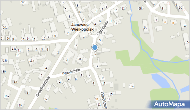 Janowiec Wielkopolski, Ogrodowa, 7, mapa Janowiec Wielkopolski