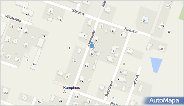 Kampinos A, Ogrodowa, 50, mapa Kampinos A