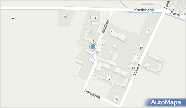 Katarzynin, Ogrodowa, 1, mapa Katarzynin