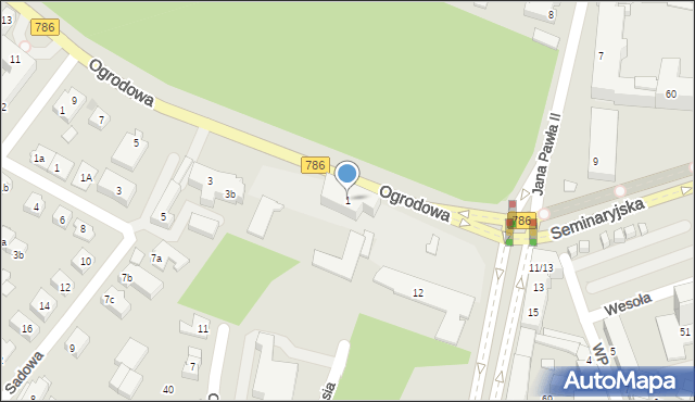 Kielce, Ogrodowa, 1, mapa Kielc