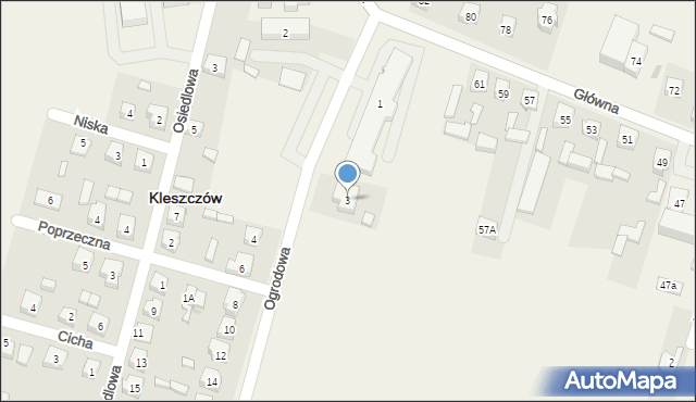 Kleszczów, Ogrodowa, 3, mapa Kleszczów