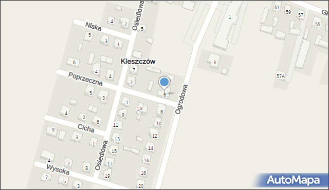 Kleszczów, Ogrodowa, 6, mapa Kleszczów