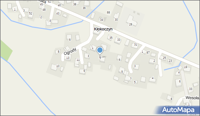 Kłokoczyn, Ogrody, 5, mapa Kłokoczyn