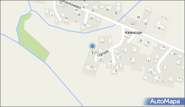 Kłokoczyn, Ogrody, 8, mapa Kłokoczyn