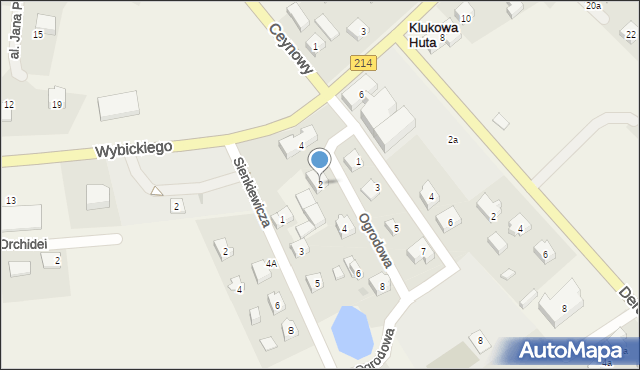 Klukowa Huta, Ogrodowa, 2, mapa Klukowa Huta