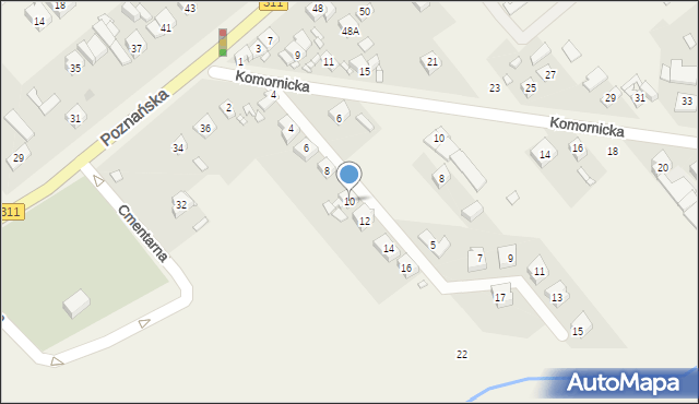 Komorniki, Ogrodowa, 10, mapa Komorniki