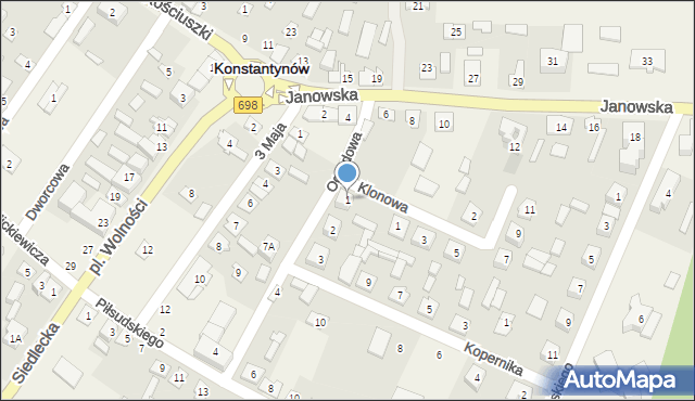 Konstantynów, Ogrodowa, 1, mapa Konstantynów