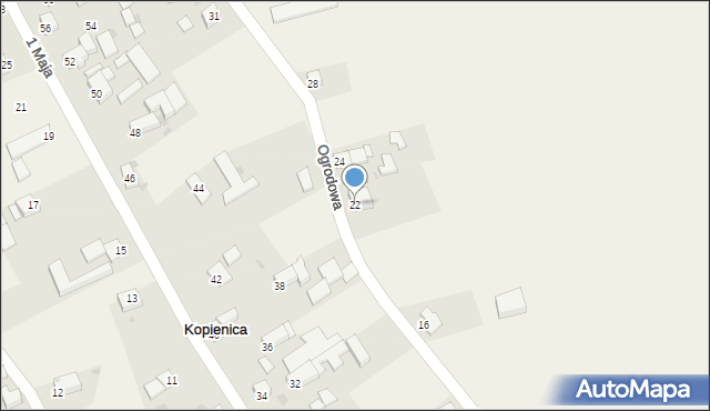 Kopienica, Ogrodowa, 22, mapa Kopienica