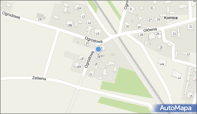 Kornica, Ogrodowa, 18, mapa Kornica
