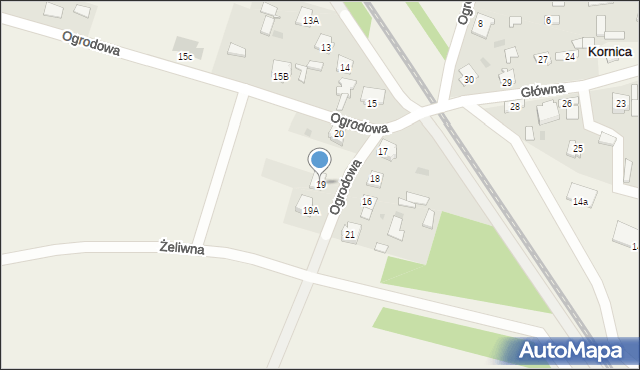 Kornica, Ogrodowa, 19, mapa Kornica