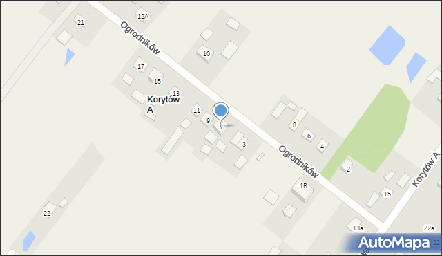 Korytów A, Ogrodników, 7, mapa Korytów A