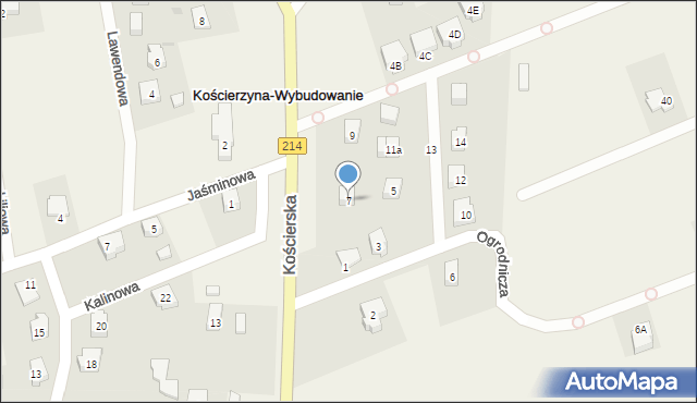 Kościerzyna-Wybudowanie, Ogrodnicza, 7, mapa Kościerzyna-Wybudowanie