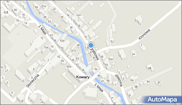 Kowary, Ogrodowa, 47, mapa Kowary