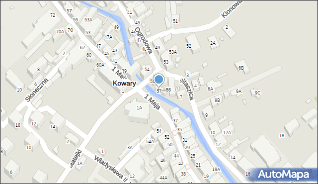 Kowary, Ogrodowa, 57, mapa Kowary