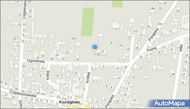 Koziegłowy, Ogrodowa, 12, mapa Koziegłowy