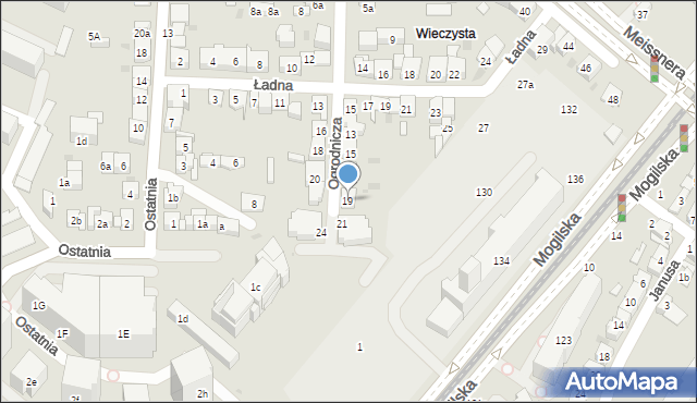 Kraków, Ogrodnicza, 19, mapa Krakowa