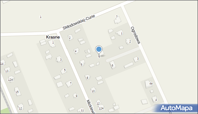 Krasne, Ogrodowa, 5, mapa Krasne