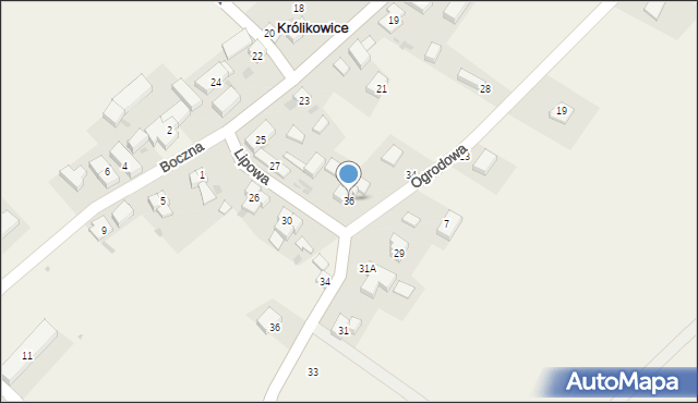 Królikowice, Ogrodowa, 36, mapa Królikowice