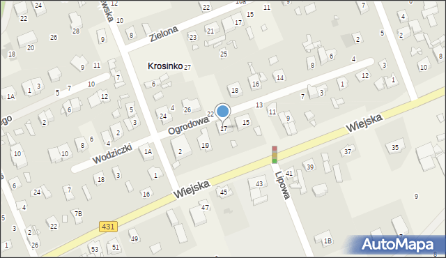 Krosinko, Ogrodowa, 17, mapa Krosinko