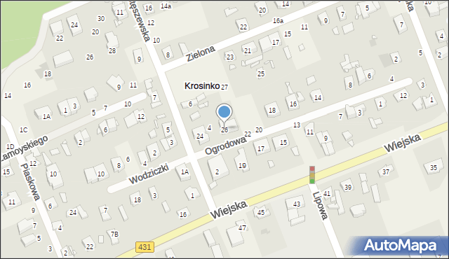 Krosinko, Ogrodowa, 26, mapa Krosinko