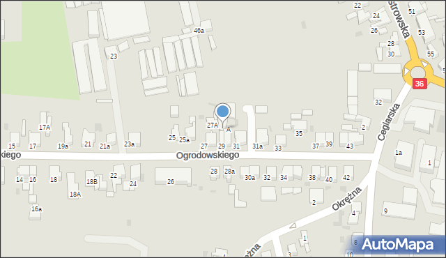 Krotoszyn, Ogrodowskiego, 29A, mapa Krotoszyna