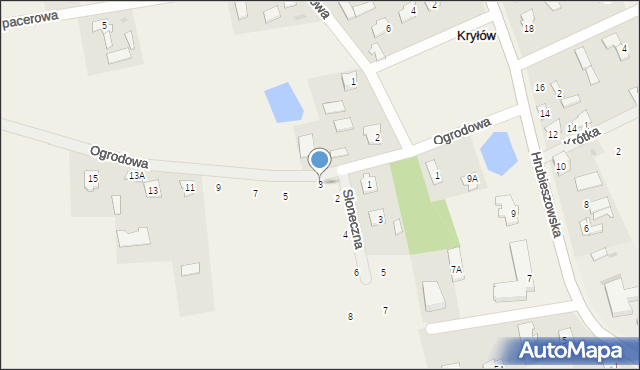 Kryłów, Ogrodowa, 3, mapa Kryłów