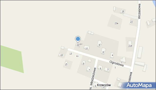 Krzeczów, Ogrodowa, 12, mapa Krzeczów