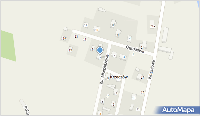 Krzeczów, Ogrodowa, 7, mapa Krzeczów