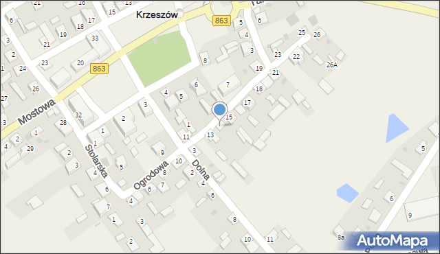 Krzeszów, Ogrodowa, 14, mapa Krzeszów