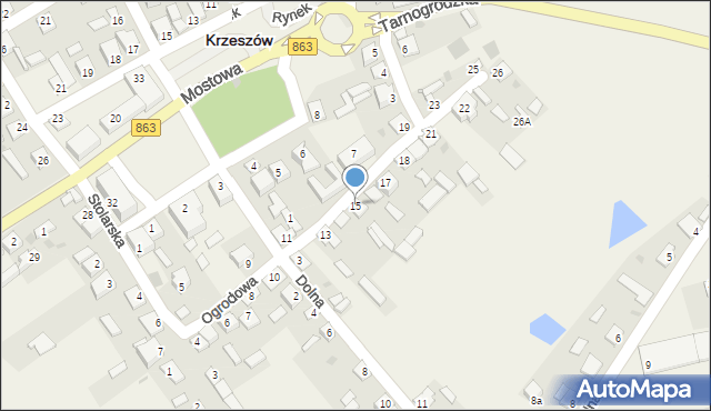 Krzeszów, Ogrodowa, 15, mapa Krzeszów