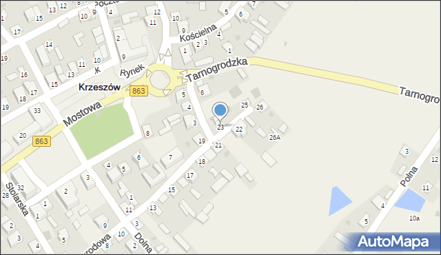 Krzeszów, Ogrodowa, 23, mapa Krzeszów