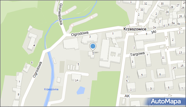 Krzeszowice, Ogrodowa, 2, mapa Krzeszowice