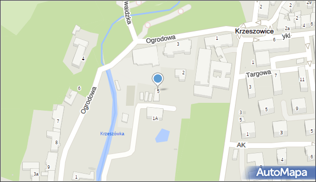 Krzeszowice, Ogrodowa, 5, mapa Krzeszowice