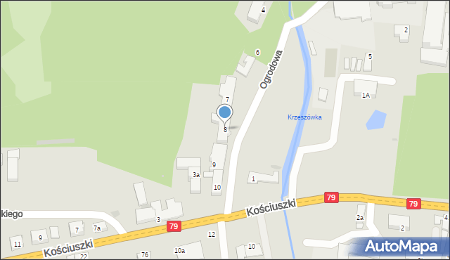 Krzeszowice, Ogrodowa, 8, mapa Krzeszowice