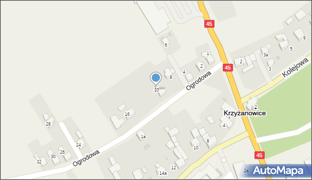 Krzyżanowice, Ogrodowa, 10, mapa Krzyżanowice