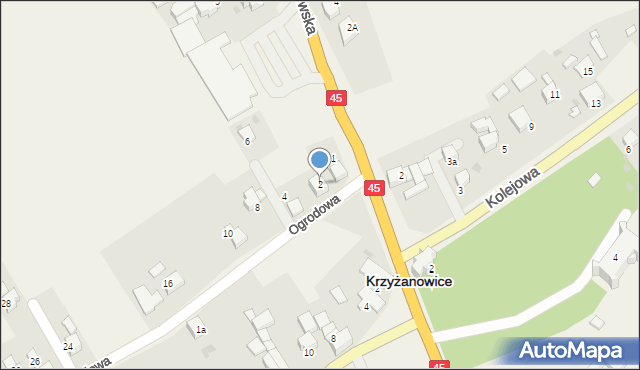 Krzyżanowice, Ogrodowa, 2, mapa Krzyżanowice