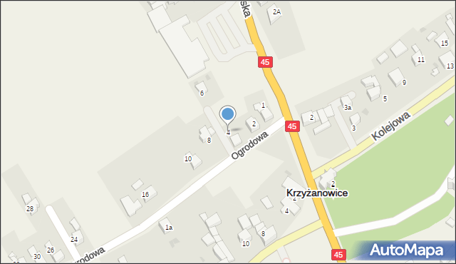 Krzyżanowice, Ogrodowa, 4, mapa Krzyżanowice