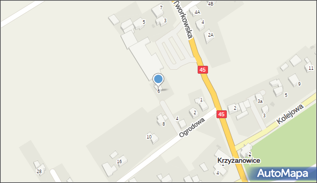 Krzyżanowice, Ogrodowa, 6, mapa Krzyżanowice