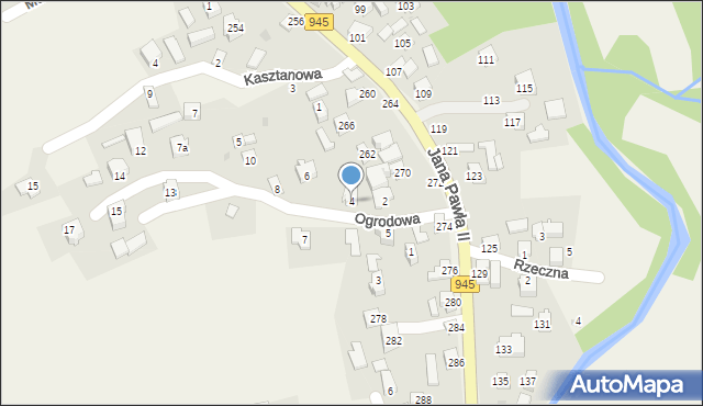 Krzyżowa, Ogrodowa, 4, mapa Krzyżowa