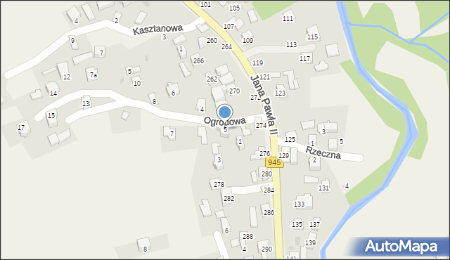 Krzyżowa, Ogrodowa, 5, mapa Krzyżowa