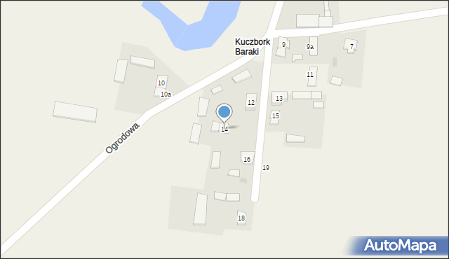 Kuczbork-Wieś, Ogrodowa, 14, mapa Kuczbork-Wieś